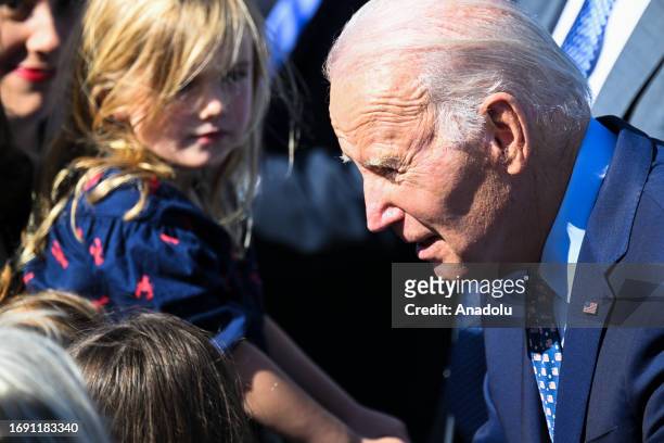 President Joe Biden arrives at Moffett Federal Airfield of NASA Ames Research Center as he greets his supporters in Mountain View, California, United...