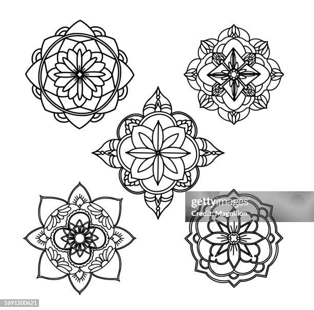 illustrations, cliparts, dessins animés et icônes de jeu de mandala - dentelle en matière textile