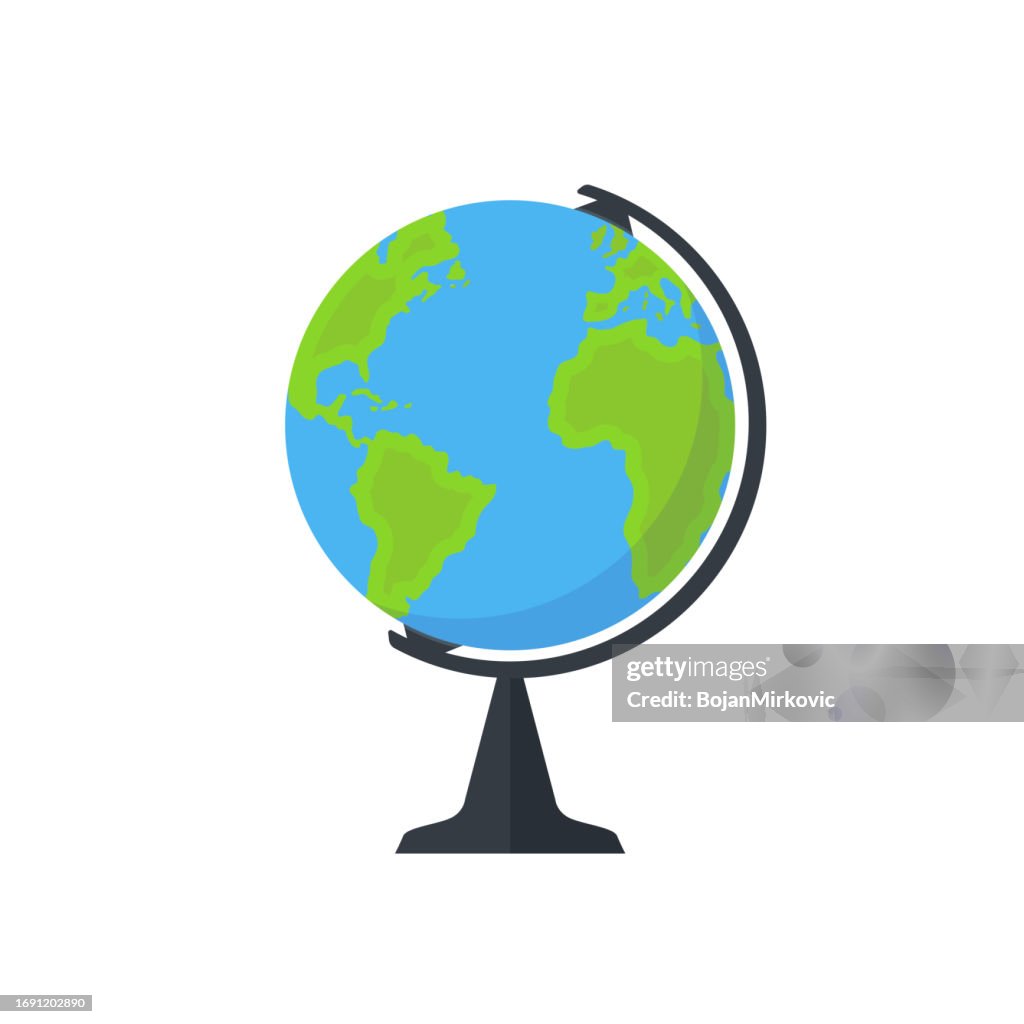 Globe with stand icon. Vector