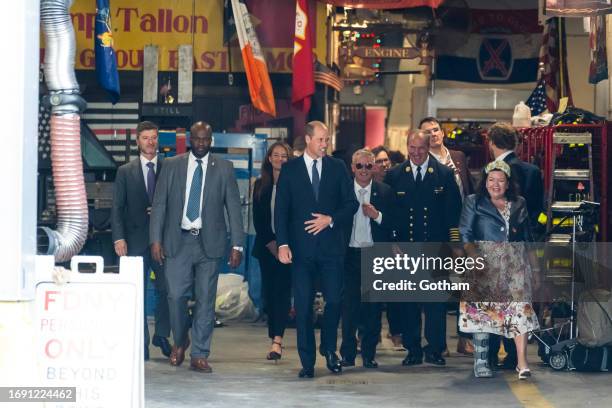 Britain's Prince William, Prince of Wales visits Ladder 10 Firehouse in Tribeca on September 19, 2023 in New York City.