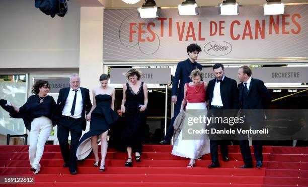 Andre Wilms, Celine Sallette, Valeria Bruni Tedeschi, Louis Garrel, Marisa Borini, Filippo Timi and Xavier Beauvois leave the Premiere of 'Un Chateau...