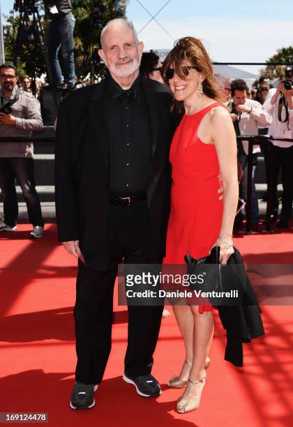 Director Brian De Palma and guest attend the Premiere of 'Un Chateau En Italie' during the 66th Annual Cannes Film Festival at the Palais des...