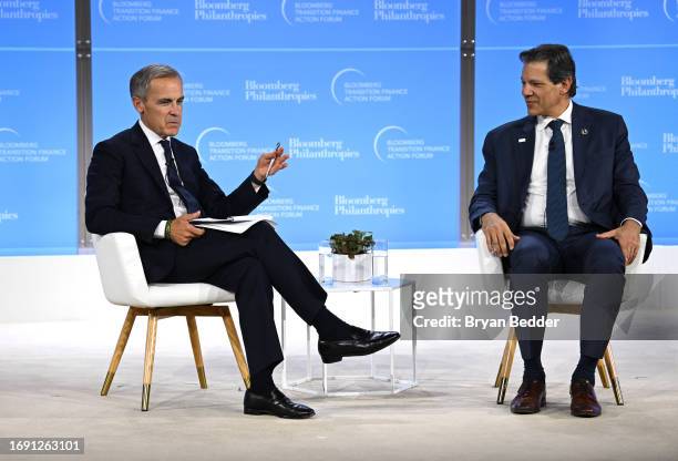Mark Carney, UN Special Envoy for Climate Action and Finance & Co-Chair of the Glasgow Financial Alliance for Net Zero and Fernando Haddad, Minister...