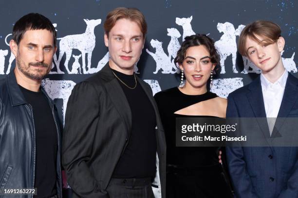 Clemens Schick, Alexander Settineri, Grace Palma and Lincoln Powell attend the "Dogman" premiere at Cinema UGC Normandie on September 19, 2023 in...