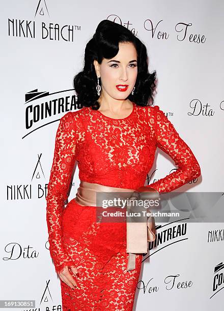 Cointreau & Nikki Beach present Dita Von Teese during the 66th Annual Cannes Film Festival at Boulevard de la Croisette on May 20, 2013 in Cannes,...