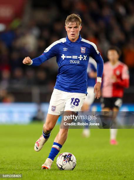 Brandon Williams of Ipswich Town during the Sky Bet Championship match between Southampton FC and Ipswich Town at St. Mary's Stadium on September 19,...