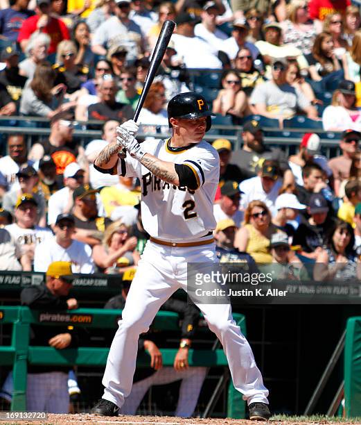 Brandon Inge of the Pittsburgh Pirates bats against the Washington Nationals during the game on May 5, 2013 at PNC Park in Pittsburgh, Pennsylvania.