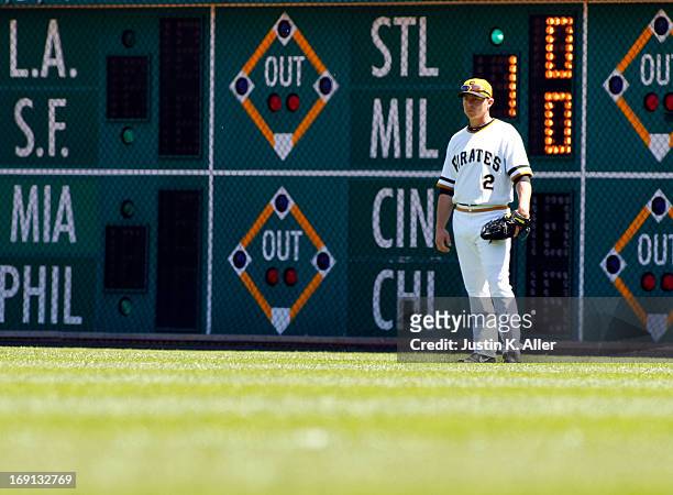 Brandon Inge of the Pittsburgh Pirates plays the field against the Washington Nationals during the game on May 5, 2013 at PNC Park in Pittsburgh,...