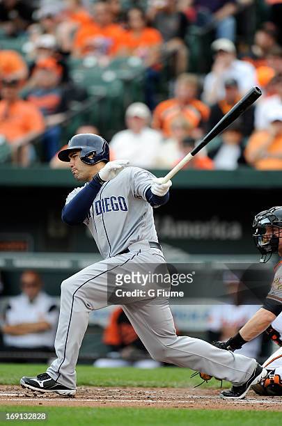 Carlos Quentin of the San Diego Padres bats against the Baltimore Orioles during the interleague game at Oriole Park at Camden Yards on May 15, 2013...
