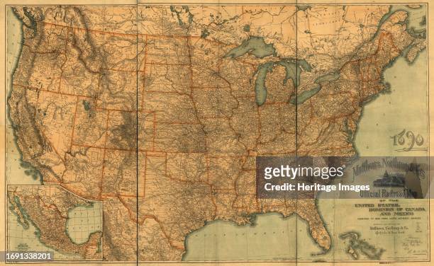 Official railroad map of the United States, Dominion of Canada and Mexico, 1890. Private Collection. Creator: Matthews, Northrup & Co .
