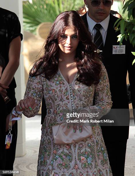 Aishwarya Rai sighted leaving the L'Oreal cocktail reception during The 66th Annual Cannes Film Festival on May 20, 2013 in Cannes, France.