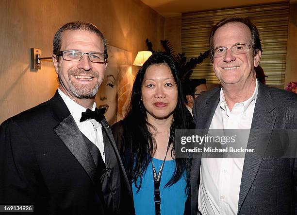 IMDb's Keith Simanton, Film Society of Lincoln Center's Rose Kuo and Deadline Hollywood's Peter Hammond attend the IMDB's 2013 Cannes Film Festival...