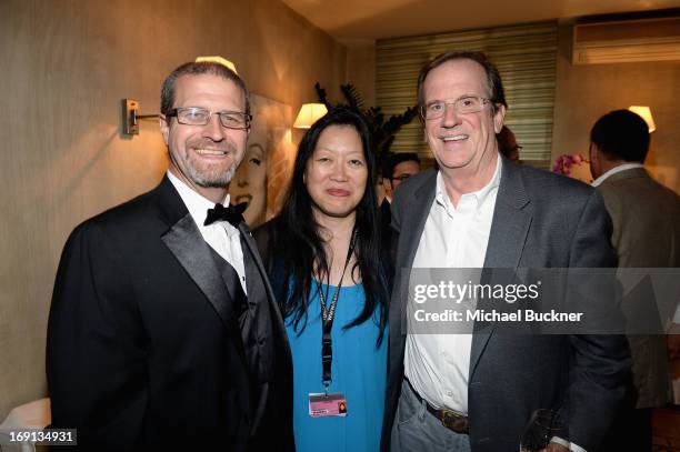 IMDb's Keith Simanton, Film Society of Lincoln Center's Rose Kuo and Deadline Hollywood's Peter Hammond attend the IMDB's 2013 Cannes Film Festival...