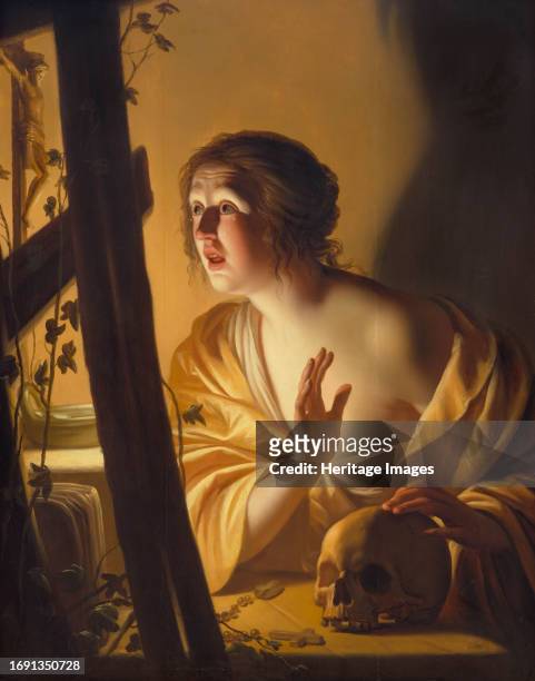 The Repentant Mary Magdalene, circa 1625. Private Collection. Creator: Honthorst, Gerrit, van .