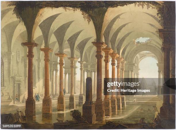 The Roman Baths, circa 1735. Private Collection. Creator: Joli, Antonio .