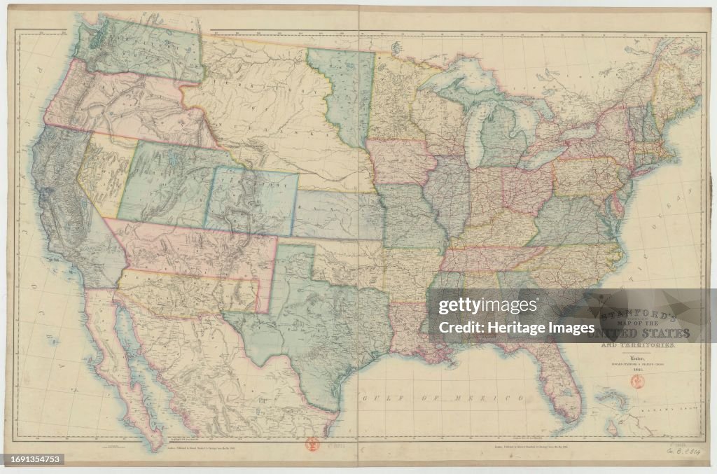 Stanfords Railway & County Map Of The United States