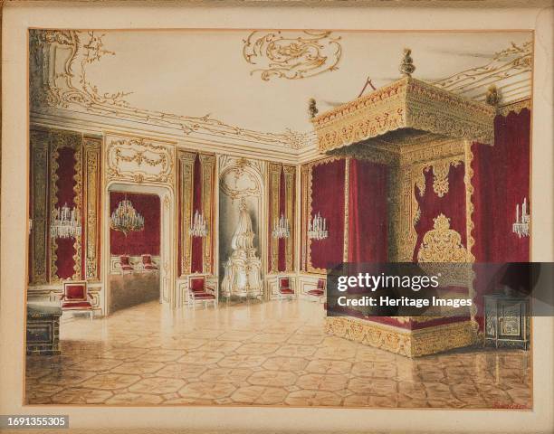 Sumptuous room of the Imperial Palace in Vienna with the state bed of Maria... Private Collection. Creator: Stillfried von Rathenitz, Raimund,...