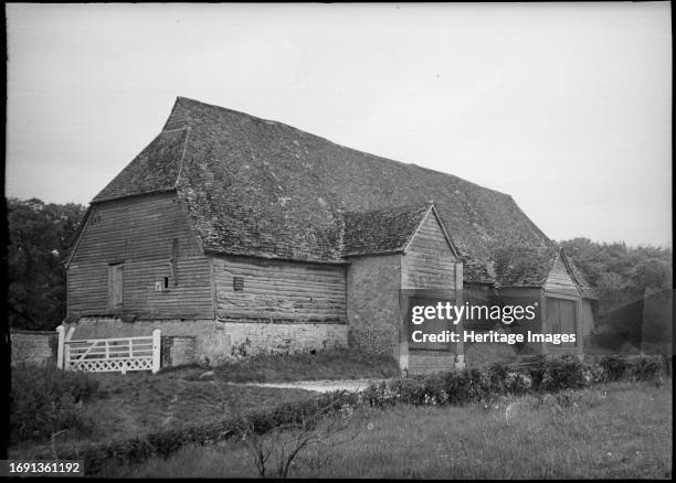 Tithe Barn, Cherhill, Wiltshire, Wiltshire, 1930s. A view of the tithe barn at Cherhill from the south-west. When alterations were carried out on the...