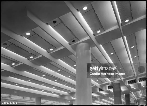 Royal Festival Hall, Belvedere Road, South Bank, Lambeth, Greater London Authority, 1951. Interior view of the hall's foyer, looking up towards the...