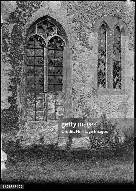 Detail of windows at a church probably in Worcestershire, circa 1938. A detail of windows at a church probably in Worcestershire, showing a tracery...