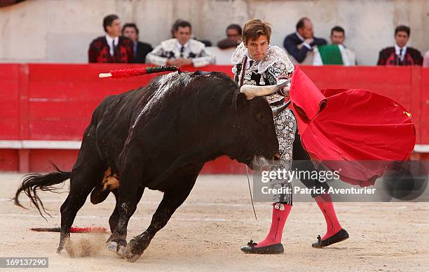 Spanish bullfighter El Juli in action during the 61st annual Pentecost Feria de Nimes at Nimes Arena on May 20, 2013 in Nimes, France. The historic...