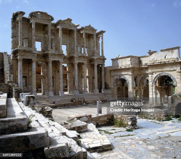 The Library of Celsus, built by the senator Celsus, at the important city of Ephesus, dating from ancient Greek times but lasting through the Romans...