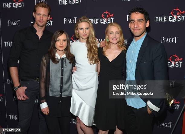 Alexander Skarsgard, Ellen Page, Brit Marling, Patricia Clarkson, and Director Zal Batmanglij attend the New York premiere of "The East" at Sunshine...