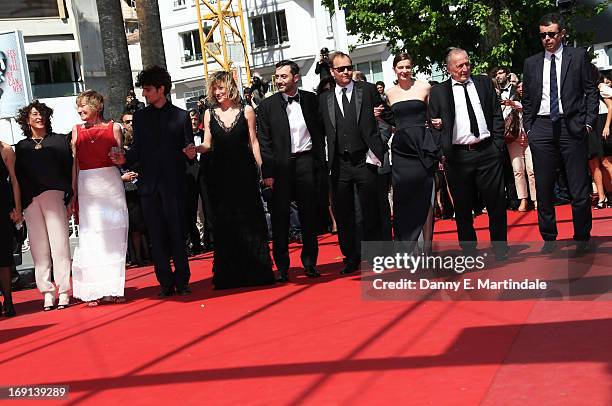 Andre Wilms, guest, Valeria Bruni Tedeschi, Xavier Beauvois, Celine Sallette, Xavier Beauvois, Louis Garrel, Marisa Borini, and Filippo Timi attend...