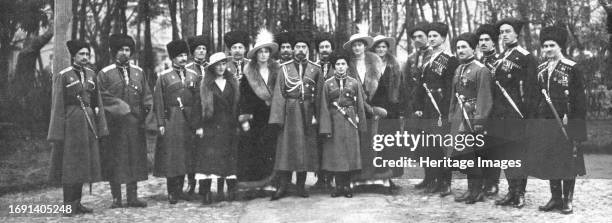 'La Fin d'une Regime et d'un Regne; Une des dernieres photographies de la famille imperiale avant l'abdication; Nicolas II, son fils le tsarevitch...