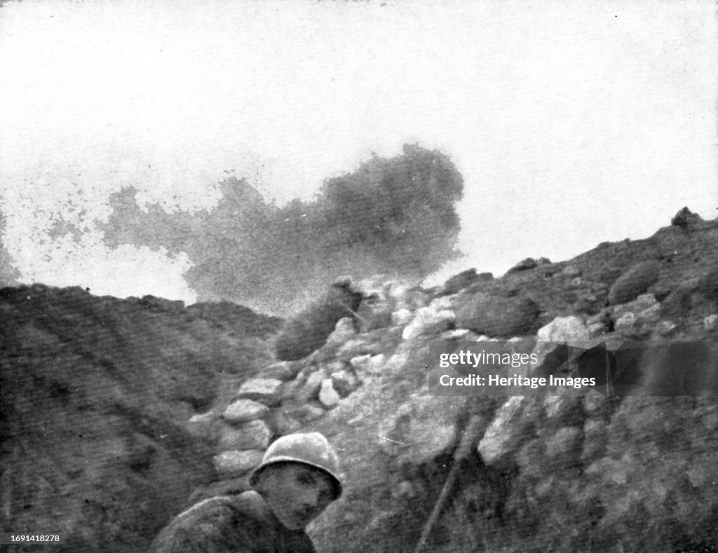 Life In The Trenches In Champagne; A Torpedo Explodes At Some Distance...