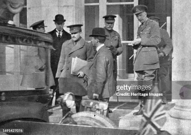 'Inter-allied Solidarity; On the steps, Marshal Douglas Haig and General Wilson. The first meeting of the Higher Inter-Allied War Committee at...
