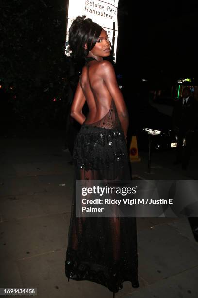 Leomie Anderson seen leaving The Sun's "Who Cares Wins" Awards 2023 at The Roundhouse on September 19, 2023 in London, England.