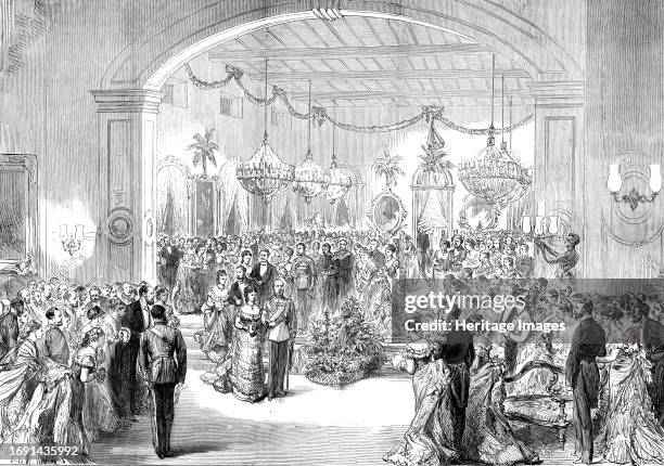 The Royal Visit to India: the Madras Club Ball, from a sketch by an officer of the Serapis, 1876. The future King Edward VII '...attended a ball...