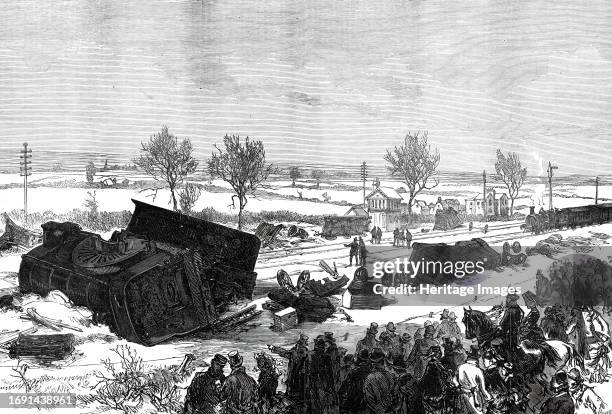 The Railway Accident at Abbotts Ripton, Huntingdon: general view of the scene of the accident, 1876. On 21 January 1876, the Edinburgh-London Special...