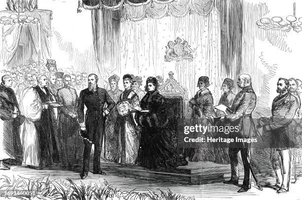 The Royal Visit to the East End: the Queen declaring the new wing of the London Hospital open, 1876. 'The Duke of Cambridge, president of the...