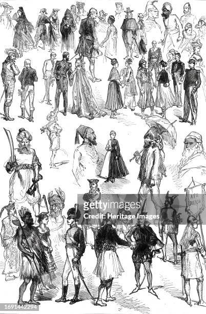 Notes at the Fancy-Dress Ball at Dublin Castle, 1876. Robinson Crusoe, with a pet monkey...Bluebeard, with his scimitar...a girl dressed half in...