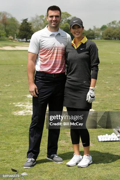 Joe Flacco, Baltimore Ravens Super Bowl XLVII MVP, and Michelle Wie, LPGA Professional, attend the Ron Jaworski's Celebrity Golf Challenge May 20,...