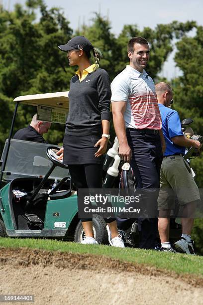 Joe Flacco, Baltimore Ravens Super Bowl XLVII MVP, and Michelle Wie, LPGA Professional, attend the Ron Jaworski's Celebrity Golf Challenge May 20,...