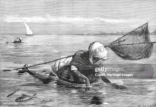 The Royal Visit to India: Pala Fishermen on the Indus, 1876. From a sketch by Captain Frank James, of the Bombay Staff Corps. From "Illustrated...