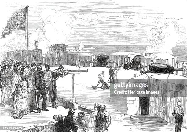 Artillery Practice before the Prince of Wales at Malta, 1876. '...exhibition of practice with the powerful batteries of artillery mounted at Fort St....