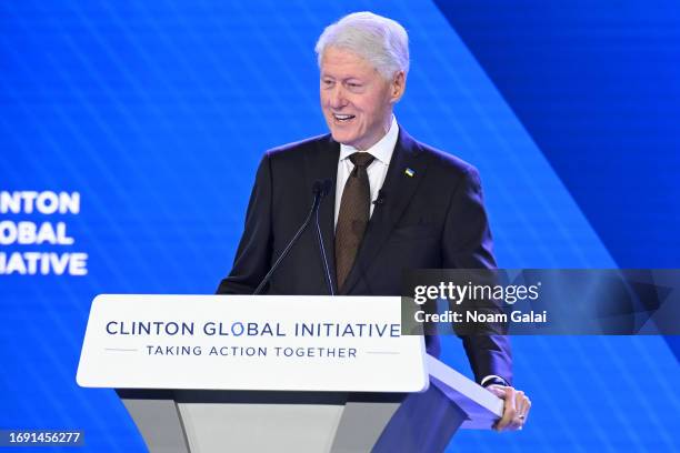 Former President Bill Clinton speaks onstage during the Clinton Global Initiative September 2023 Meeting at New York Hilton Midtown on September 19,...