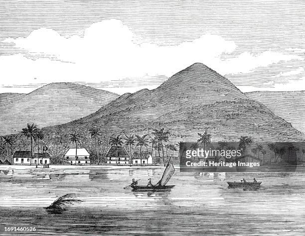 Apia, Samoa, Navigators' Islands, 1876. View after a sketch by Lieutenant Nassau Stephens, of the Royal Marine Light Infantry. 'The islands are most...
