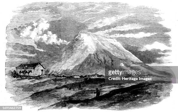 The Cone of Mount Etna and the "English House" , 1858. 'After traversing beds of lava for almost an hour, which when we descended by daylight filled...