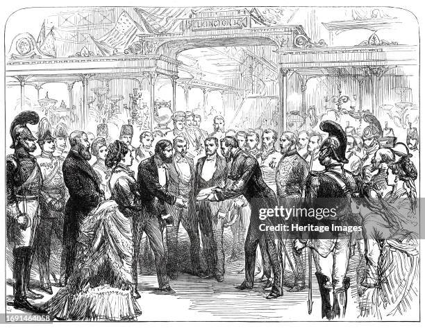 Opening of the American Centennial Exhibition: Colonel Sandford delivering to President Grant a Catalogue of the British Department, from a sketch by...