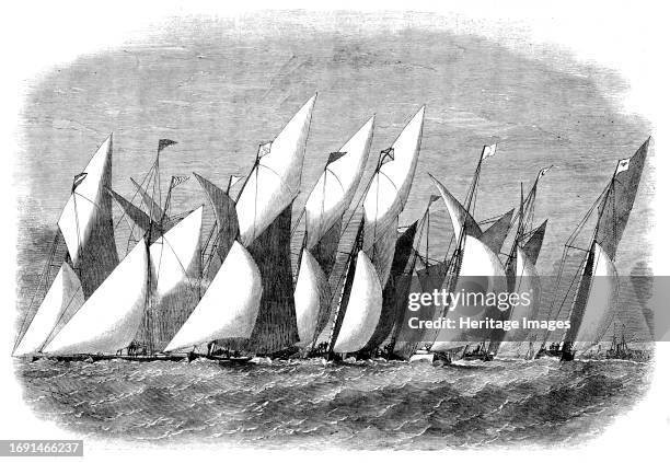 The Royal Thames Yacht Club Match, 1858. 'Whisper; Undine; Zuleika; Oriole; Julia; Dart; Violet, Midge; Silver Star; Emily; Pearl; Vampire...The...