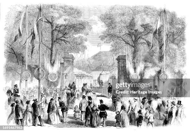 The Cherbourg Fetes - Tents at the Railway Station, Cherbourg, 1858. 'Near the railway station was a sort of small "Camp de Chalons," where were...