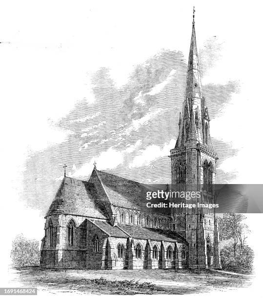 New Church of St. Matthias, on Richmond-Hill, 1858. 'The new church is advantageously situated on the outskirts of the town, and forms a striking...