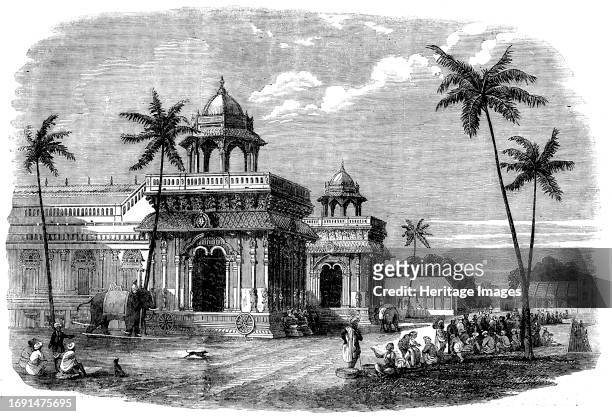 Palace of Tanjore - from a drawing by T.J. Rawlins, 1858. 'Tanjore, situate in a fertile territory, was...a wealthy city, or rather, as now, divided...