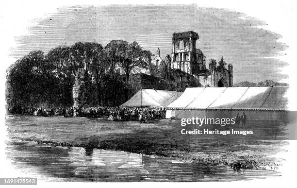 Meeting of the British Association for the Advancement of Science at Leeds - the Horticultural Fete at Kirkstall Abbey, 1858. 'The place is admirably...