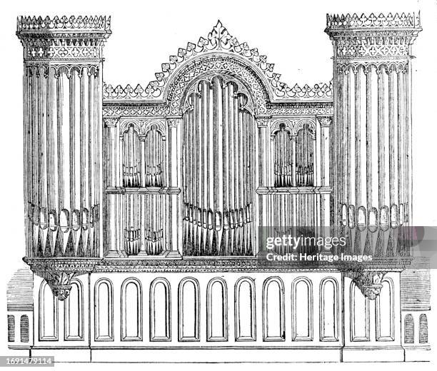 Great Organ at Barmen, Rhenish Prussia, 1858. 'The organ [in the Lutheran Evangelical Church] is built into a space purposely constructed for it, and...